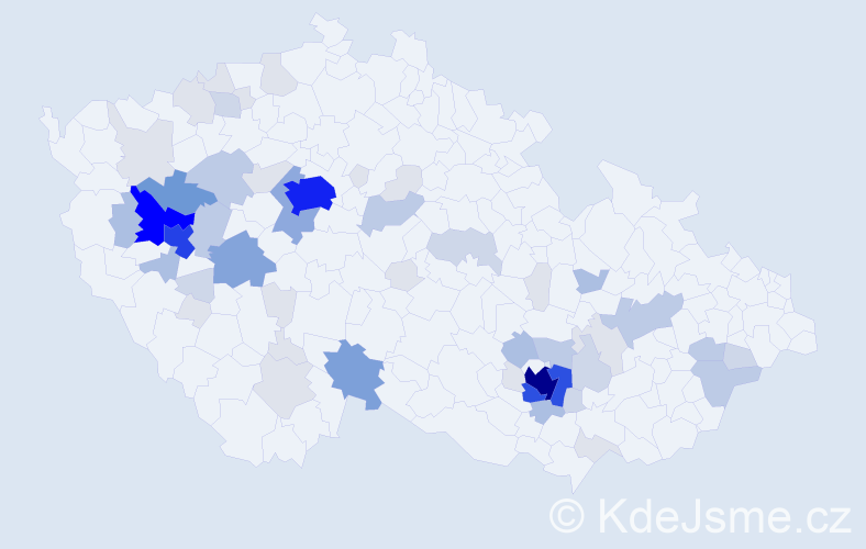 Příjmení: 'Chudáčková', počet výskytů 210 v celé ČR