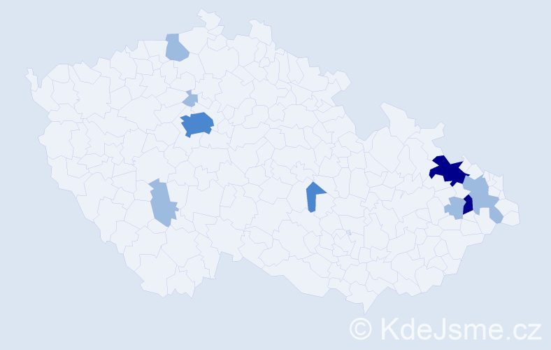 Příjmení: 'Sekeráš', počet výskytů 18 v celé ČR