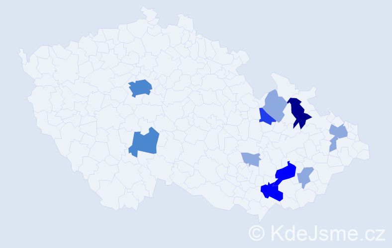 Příjmení: 'Cápek', počet výskytů 42 v celé ČR