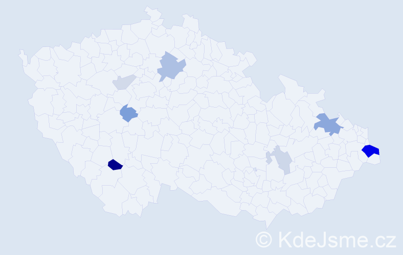Příjmení: 'Kušnirák', počet výskytů 18 v celé ČR