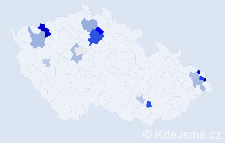 Příjmení: 'Dömény', počet výskytů 27 v celé ČR