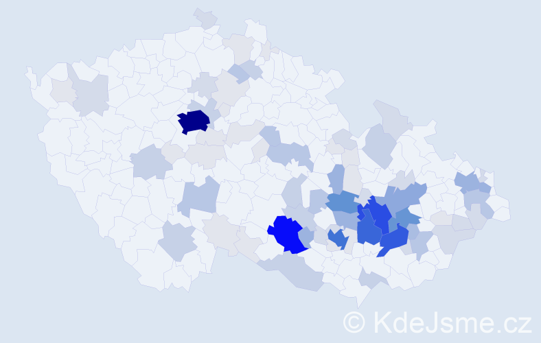 Příjmení: 'Jura', počet výskytů 313 v celé ČR