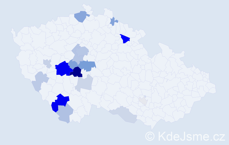 Příjmení: 'Lukšan', počet výskytů 54 v celé ČR