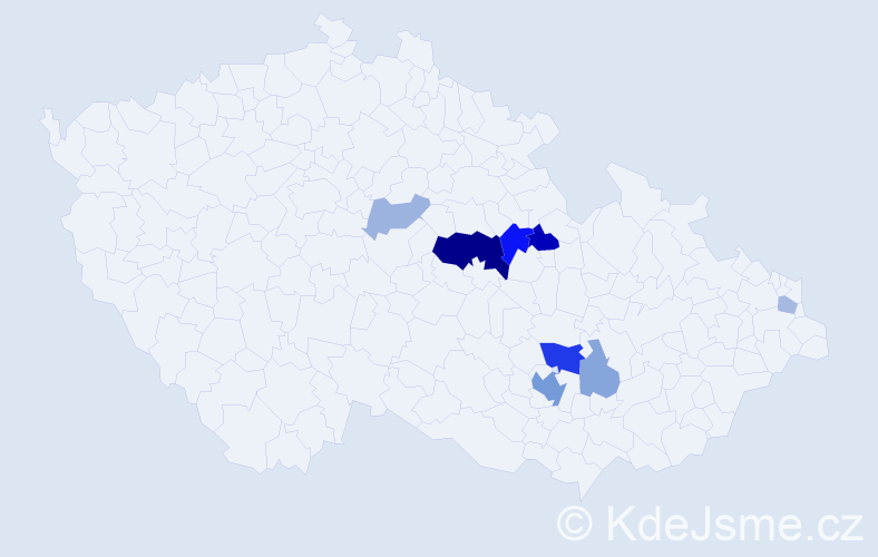 Příjmení: 'Tererová', počet výskytů 22 v celé ČR