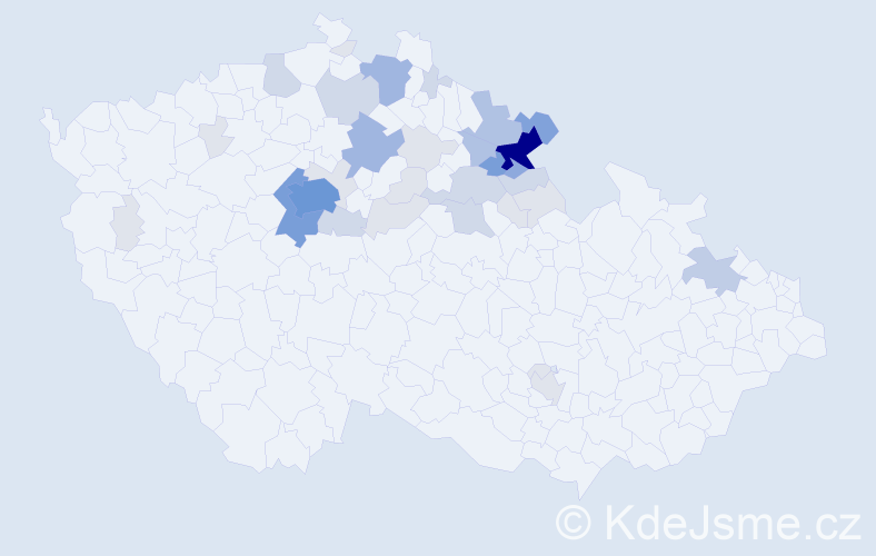 Příjmení: 'Nýč', počet výskytů 120 v celé ČR