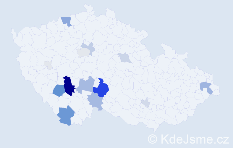 Příjmení: 'Holkup', počet výskytů 59 v celé ČR