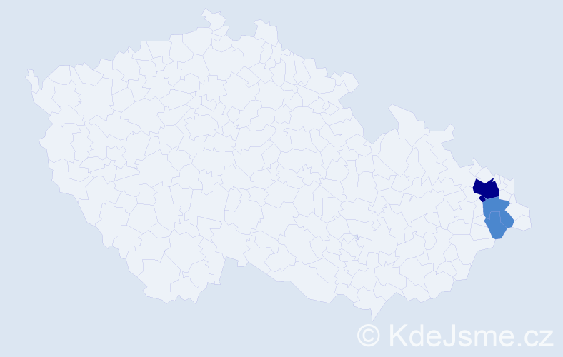 Příjmení: 'Dimel', počet výskytů 5 v celé ČR