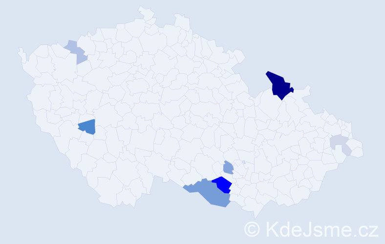 Příjmení: 'Karady', počet výskytů 18 v celé ČR