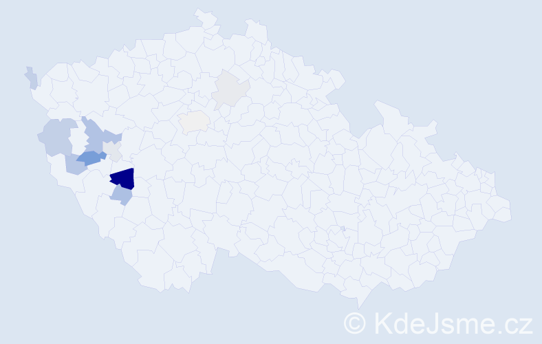 Příjmení: 'Hatajová', počet výskytů 24 v celé ČR