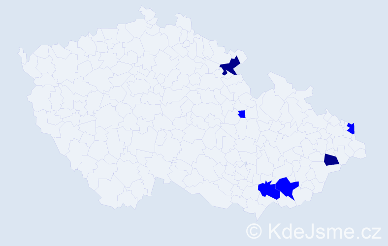 Příjmení: 'Rohaľ', počet výskytů 8 v celé ČR