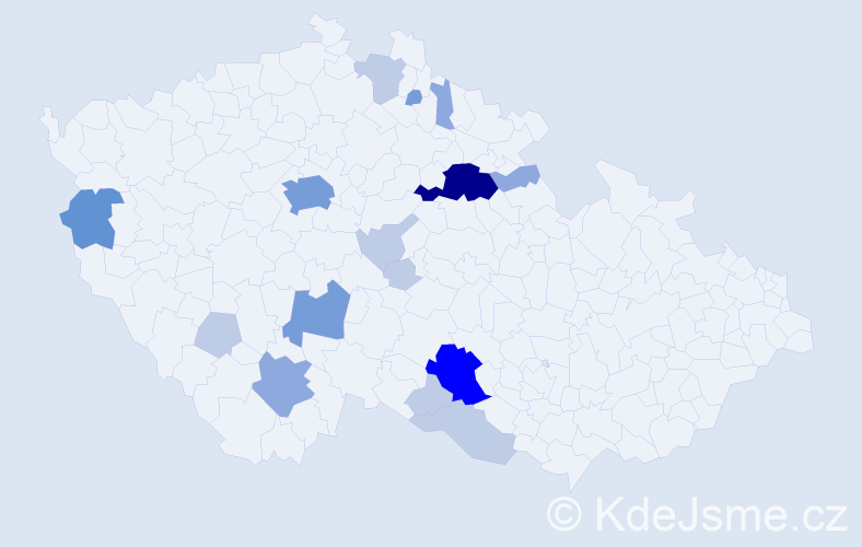 Příjmení: 'Rubák', počet výskytů 43 v celé ČR