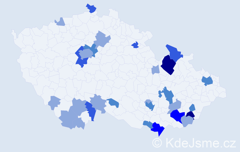 Příjmení: 'Merčák', počet výskytů 59 v celé ČR