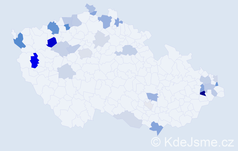 Příjmení: 'Hrivňák', počet výskytů 65 v celé ČR