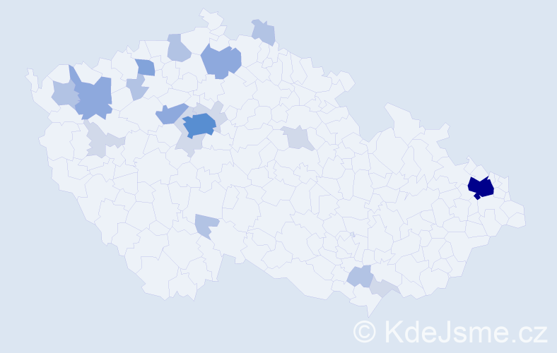 Příjmení: 'Hrib', počet výskytů 53 v celé ČR