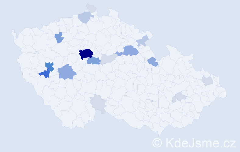 Příjmení: 'Naxera', počet výskytů 65 v celé ČR