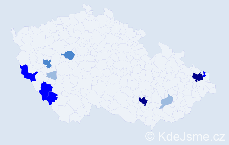 Příjmení: 'Čief', počet výskytů 26 v celé ČR