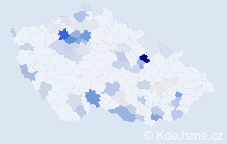 Příjmení: 'Valda', počet výskytů 176 v celé ČR