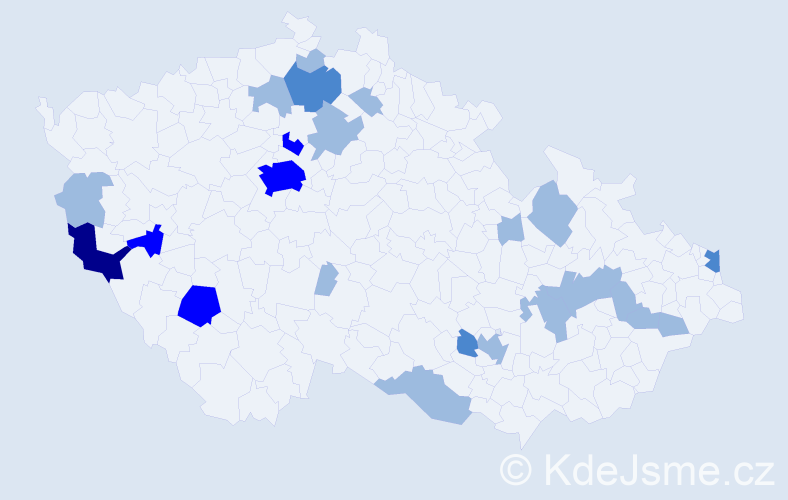 Příjmení: 'Kureková', počet výskytů 37 v celé ČR