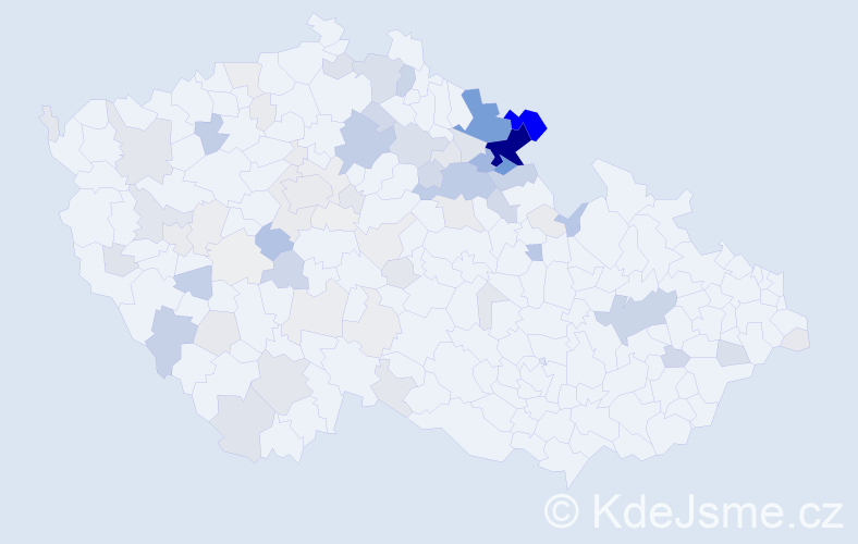Příjmení: 'Kubeček', počet výskytů 385 v celé ČR