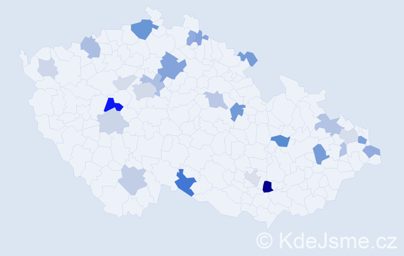 Příjmení: 'Bugár', počet výskytů 61 v celé ČR