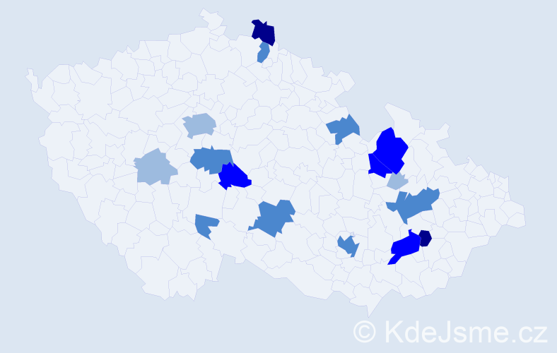 Příjmení: 'Velcl', počet výskytů 37 v celé ČR