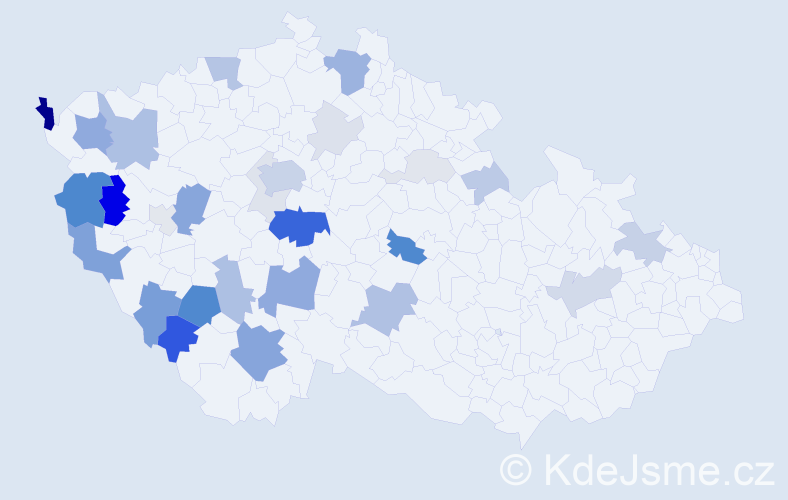 Příjmení: 'Voják', počet výskytů 98 v celé ČR