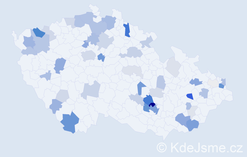 Příjmení: 'Máčková', počet výskytů 150 v celé ČR