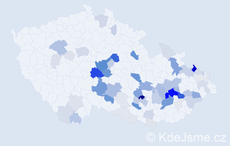 Příjmení: 'Rozkošná', počet výskytů 194 v celé ČR