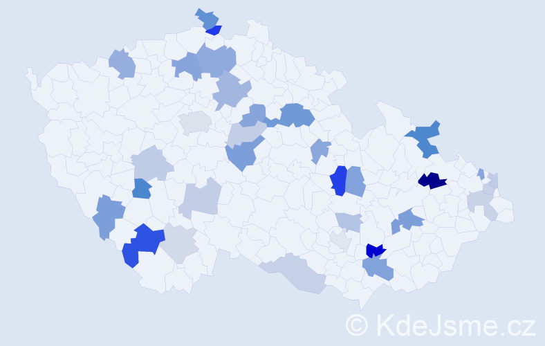 Příjmení: 'Čelková', počet výskytů 57 v celé ČR