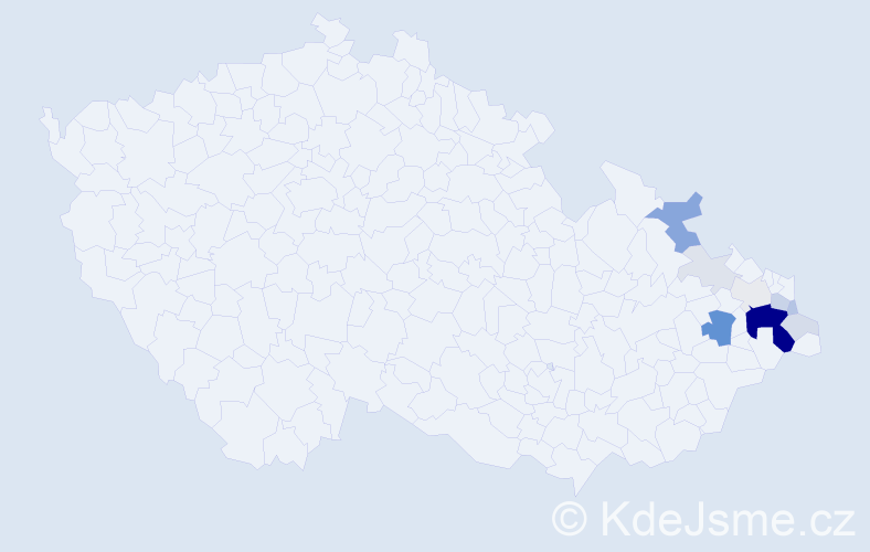 Příjmení: 'Čuboková', počet výskytů 42 v celé ČR