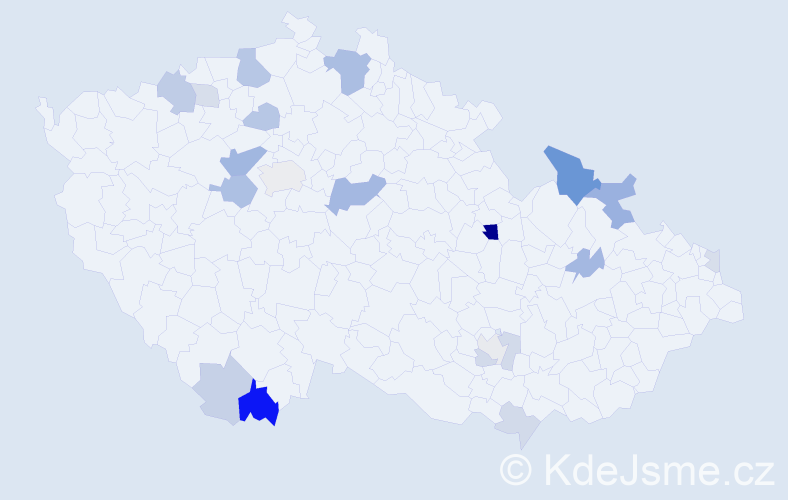 Příjmení: 'Mihalovič', počet výskytů 43 v celé ČR