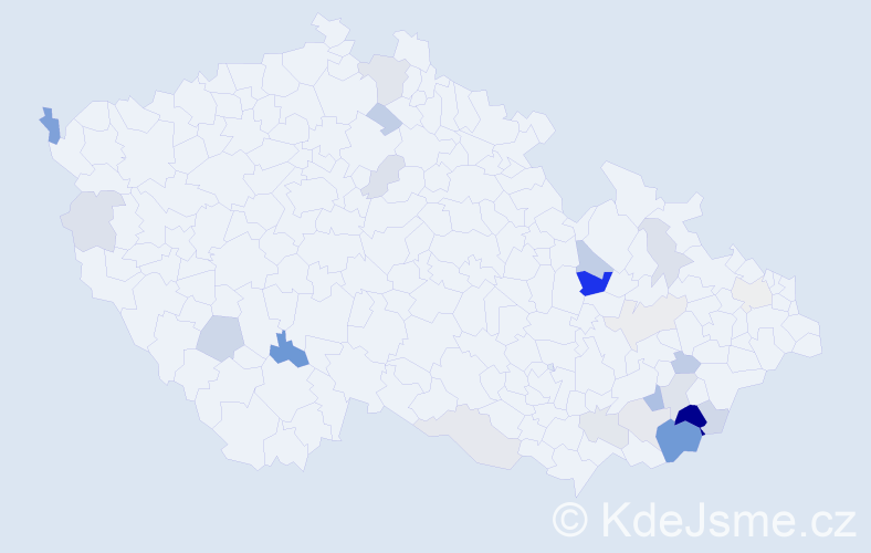 Příjmení: 'Mikulička', počet výskytů 59 v celé ČR