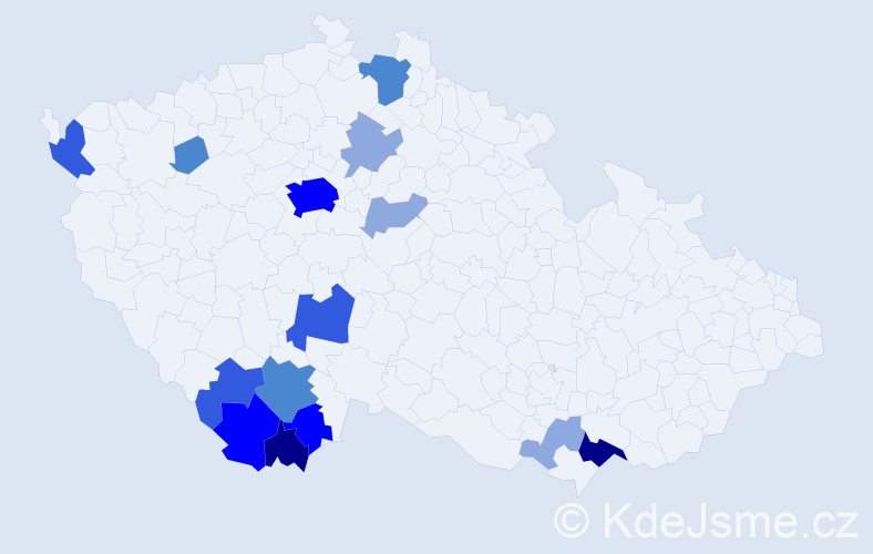 Příjmení: 'Bireš', počet výskytů 41 v celé ČR