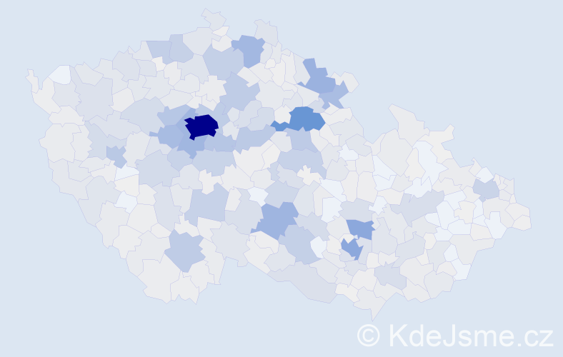 Příjmení: 'Souček', počet výskytů 3750 v celé ČR
