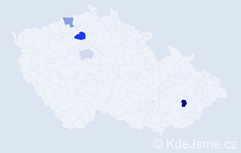 Příjmení: 'Guzáková', počet výskytů 5 v celé ČR