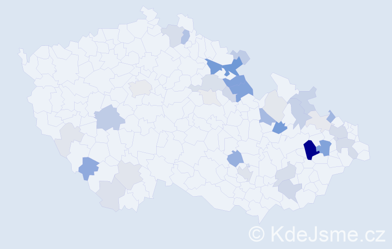 Příjmení: 'Kočnar', počet výskytů 120 v celé ČR