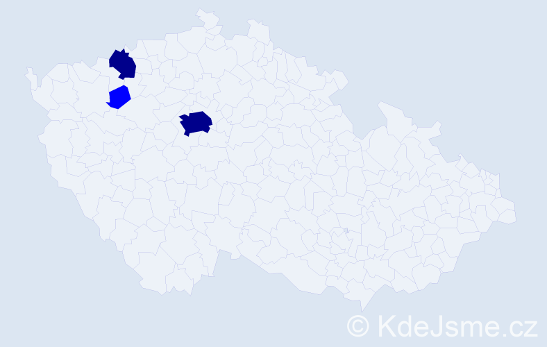 Příjmení: 'Hájevský', počet výskytů 8 v celé ČR