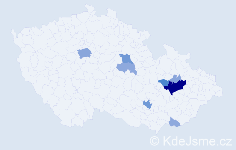 Příjmení: 'Vyvozil', počet výskytů 25 v celé ČR