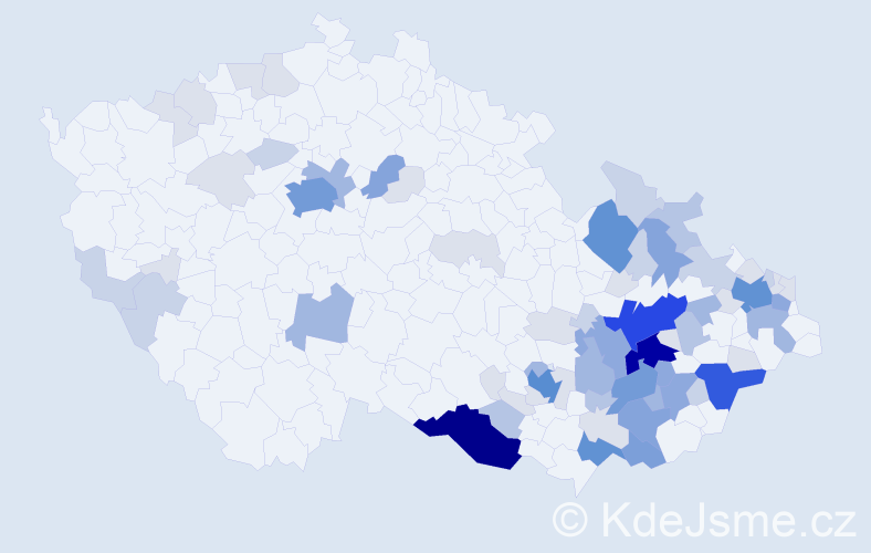 Příjmení: 'Bartoník', počet výskytů 260 v celé ČR