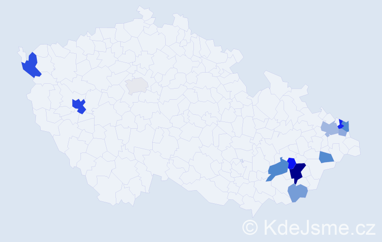 Příjmení: 'Punová', počet výskytů 25 v celé ČR
