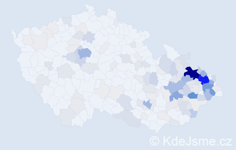 Příjmení: 'Onderka', počet výskytů 650 v celé ČR