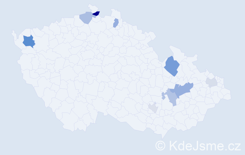 Příjmení: 'Kožuškanič', počet výskytů 14 v celé ČR