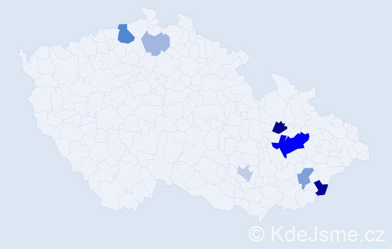 Příjmení: 'Čundrle', počet výskytů 21 v celé ČR