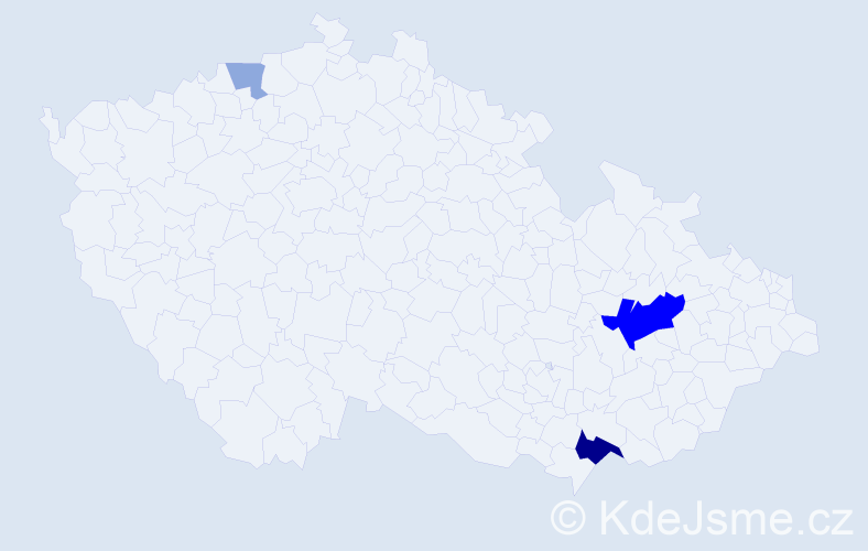 Příjmení: 'Rajčáková', počet výskytů 11 v celé ČR