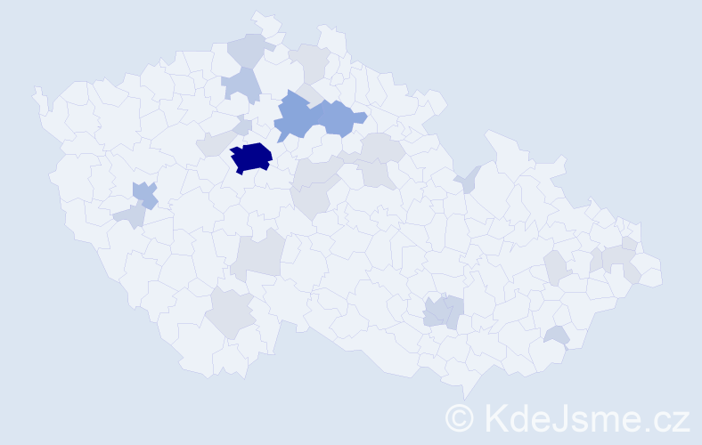 Příjmení: 'Bohdan', počet výskytů 72 v celé ČR