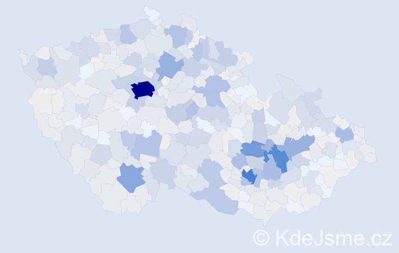 Příjmení: 'Koudelka', počet výskytů 2460 v celé ČR