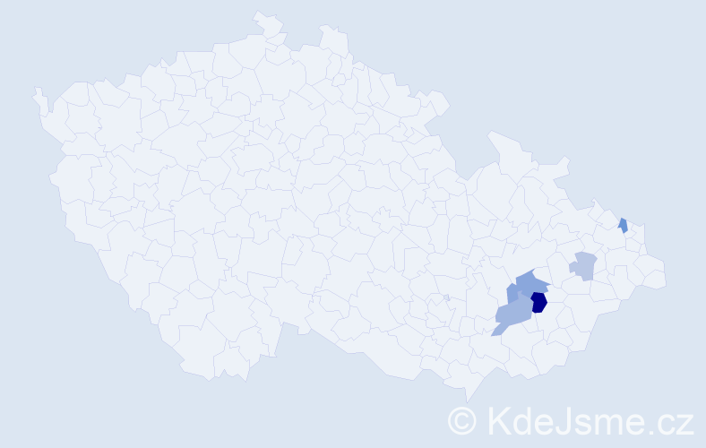 Příjmení: 'Konečník', počet výskytů 12 v celé ČR