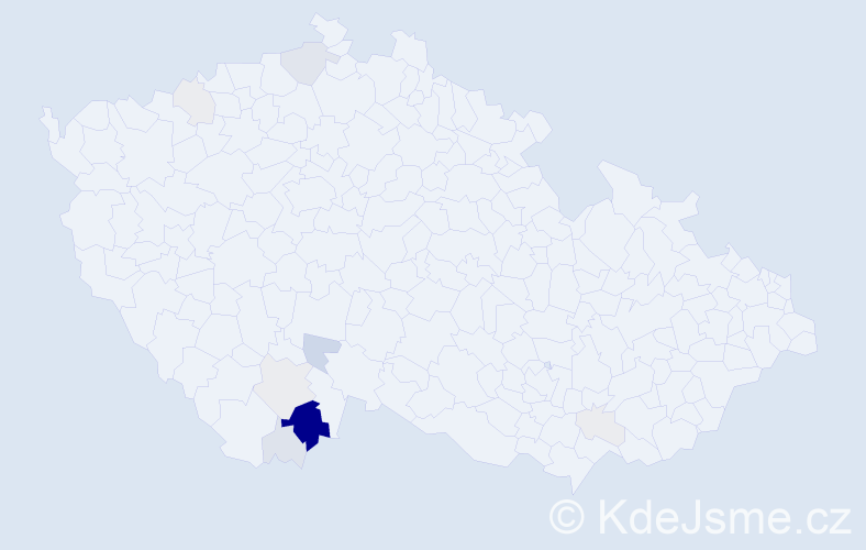 Příjmení: 'Vicánová', počet výskytů 33 v celé ČR