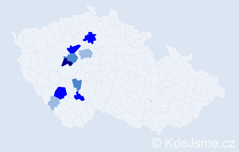 Příjmení: 'Kluiber', počet výskytů 22 v celé ČR