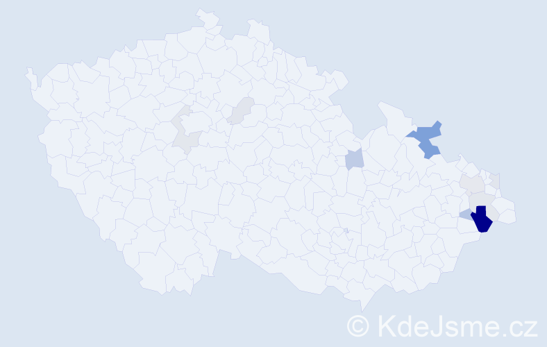 Příjmení: 'Plucnara', počet výskytů 45 v celé ČR